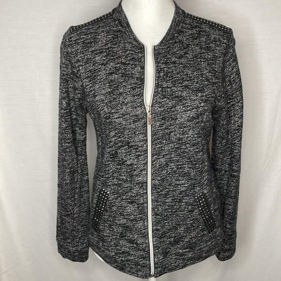 Onque Casual Black/Grey Tweed Knit Sweater Size Small - Picture 2 of 10